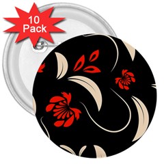 Folk Flowers Print Floral Pattern Ethnic Art 3  Buttons (10 Pack)  by Eskimos