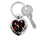 Folk flowers print Floral pattern Ethnic art Key Chain (Heart) Front