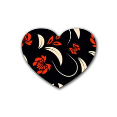 Folk Flowers Print Floral Pattern Ethnic Art Rubber Coaster (heart) by Eskimos