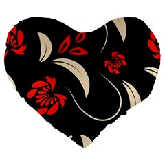 Folk Flowers Print Floral Pattern Ethnic Art Large 19  Premium Heart Shape Cushions by Eskimos