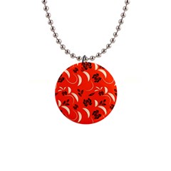 Folk Flowers Print Floral Pattern Ethnic Art 1  Button Necklace by Eskimos