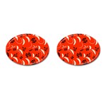 Folk flowers print Floral pattern Ethnic art Cufflinks (Oval) Front(Pair)