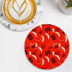 Folk Flowers Print Floral Pattern Ethnic Art Uv Print Round Tile Coaster by Eskimos