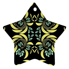 Floral Folk Damask Pattern Fantasy Flowers  Ornament (star) by Eskimos