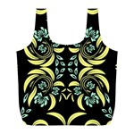 Floral folk damask pattern Fantasy flowers  Full Print Recycle Bag (L) Front