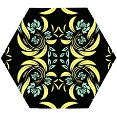 Floral Folk Damask Pattern Fantasy Flowers  Wooden Puzzle Hexagon by Eskimos