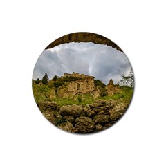 Ancient Mystras Landscape, Peloponnese, Greece Rubber Round Coaster (4 Pack) by dflcprintsclothing