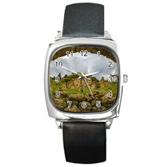 Ancient Mystras Landscape, Peloponnese, Greece Square Metal Watch by dflcprintsclothing