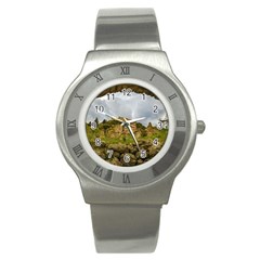 Ancient Mystras Landscape, Peloponnese, Greece Stainless Steel Watch by dflcprintsclothing