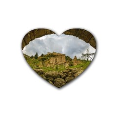 Ancient Mystras Landscape, Peloponnese, Greece Rubber Heart Coaster (4 Pack)