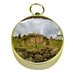 Ancient Mystras Landscape, Peloponnese, Greece Gold Compasses by dflcprintsclothing