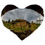 Ancient Mystras Landscape, Peloponnese, Greece Large 19  Premium Flano Heart Shape Cushions Back