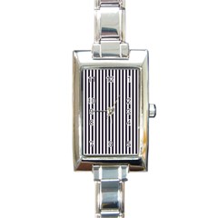 Minimalistic Black And White Stripes, Vertical Lines Pattern Rectangle Italian Charm Watch by Casemiro