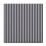 Minimalistic black and white stripes, vertical lines pattern Tile Coaster Front