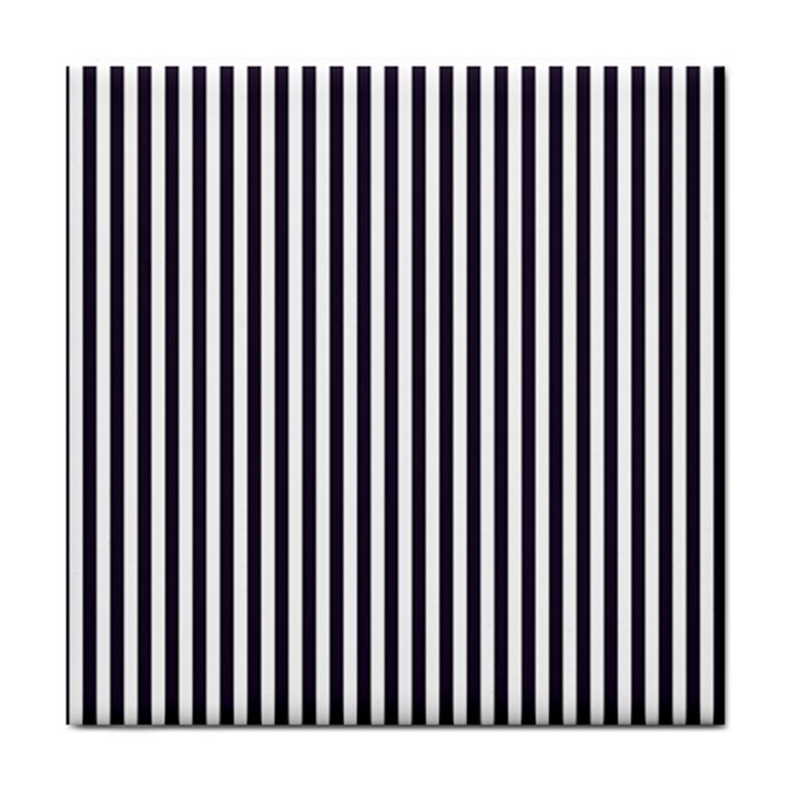 Minimalistic black and white stripes, vertical lines pattern Tile Coaster