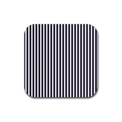 Minimalistic Black And White Stripes, Vertical Lines Pattern Rubber Coaster (square) by Casemiro