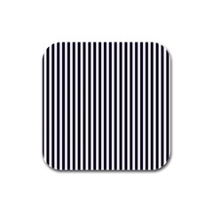 Minimalistic Black And White Stripes, Vertical Lines Pattern Rubber Square Coaster (4 Pack) by Casemiro