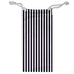 Minimalistic Black And White Stripes, Vertical Lines Pattern Jewelry Bag by Casemiro