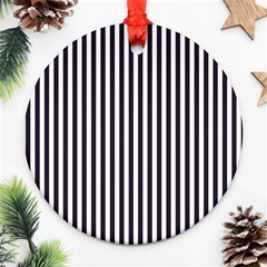 Minimalistic Black And White Stripes, Vertical Lines Pattern Round Ornament (two Sides)