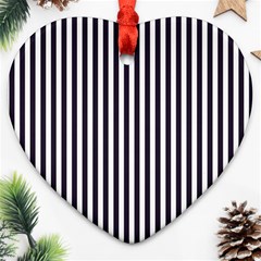 Minimalistic Black And White Stripes, Vertical Lines Pattern Heart Ornament (two Sides)