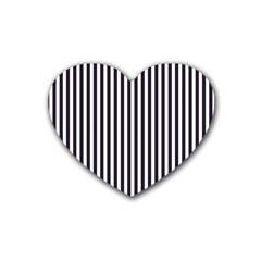 Minimalistic Black And White Stripes, Vertical Lines Pattern Rubber Coaster (heart) by Casemiro