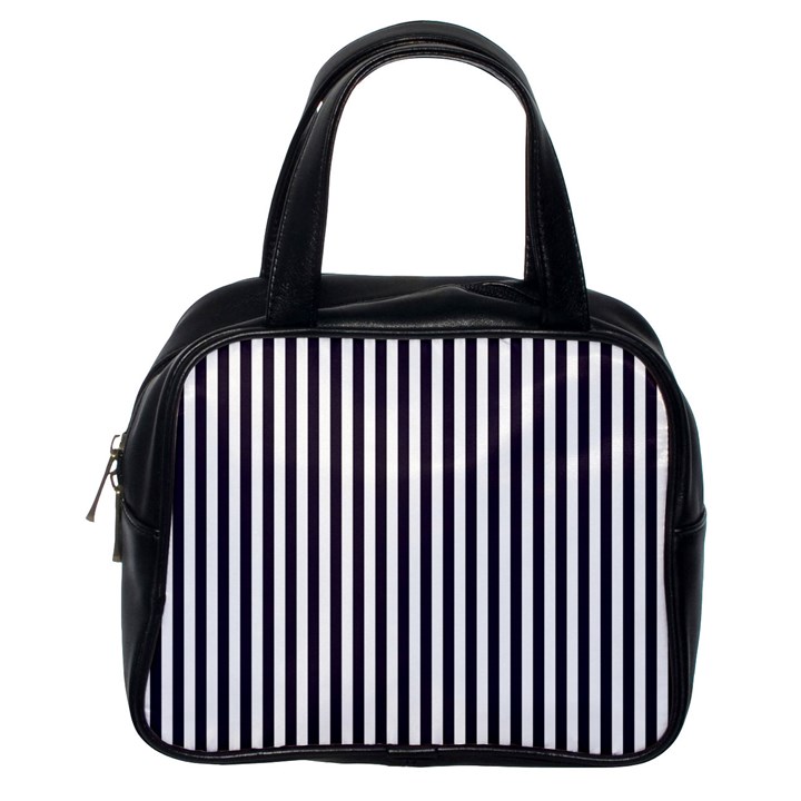 Minimalistic black and white stripes, vertical lines pattern Classic Handbag (One Side)