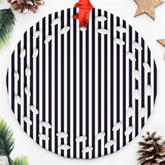 Minimalistic Black And White Stripes, Vertical Lines Pattern Ornament (round Filigree)