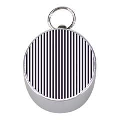 Minimalistic Black And White Stripes, Vertical Lines Pattern Mini Silver Compasses by Casemiro