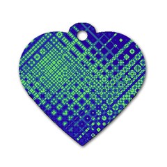 Blue Green Tiling  Dog Tag Heart (two Sides) by lujastyles