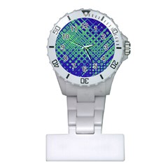 Blue Green Tiling  Plastic Nurses Watch