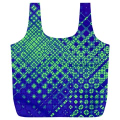 Blue Green Tiling  Full Print Recycle Bag (xl) by lujastyles