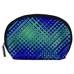 Blue Green Tiling  Accessory Pouch (large) by lujastyles