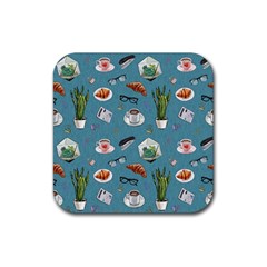 Fashionable Office Supplies Rubber Coaster (square) by SychEva