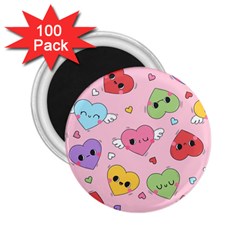 Kawaii Hearts Pattern 2 25  Magnets (100 Pack) 