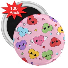 Kawaii Hearts Pattern 3  Magnets (100 Pack) by lisamaisak