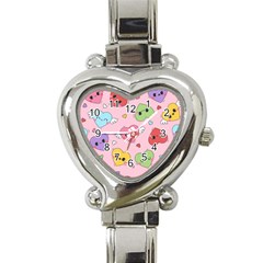 Kawaii Hearts Pattern Heart Italian Charm Watch by lisamaisak