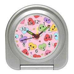 Kawaii Hearts Pattern Travel Alarm Clock