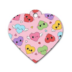 Kawaii Hearts Pattern Dog Tag Heart (one Side) by lisamaisak