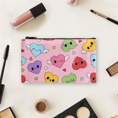 Kawaii Hearts Pattern Cosmetic Bag (small)