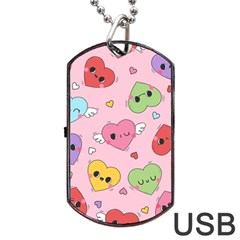 Kawaii Hearts Pattern Dog Tag Usb Flash (one Side)