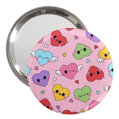 Kawaii Hearts Pattern 3  Handbag Mirrors by lisamaisak