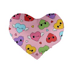 Kawaii Hearts Pattern Standard 16  Premium Heart Shape Cushions by lisamaisak