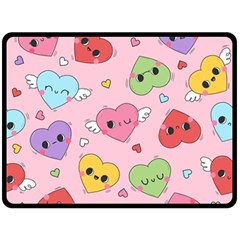 Kawaii Hearts Pattern Double Sided Fleece Blanket (large) 