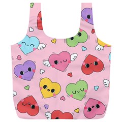 Kawaii Hearts Pattern Full Print Recycle Bag (xl)