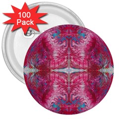 Red On Pink Arabesque 3  Buttons (100 Pack)  by kaleidomarblingart