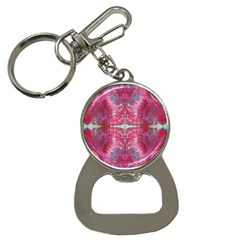 Red On Pink Arabesque Bottle Opener Key Chain by kaleidomarblingart