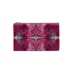 Red On Pink Arabesque Cosmetic Bag (small) by kaleidomarblingart