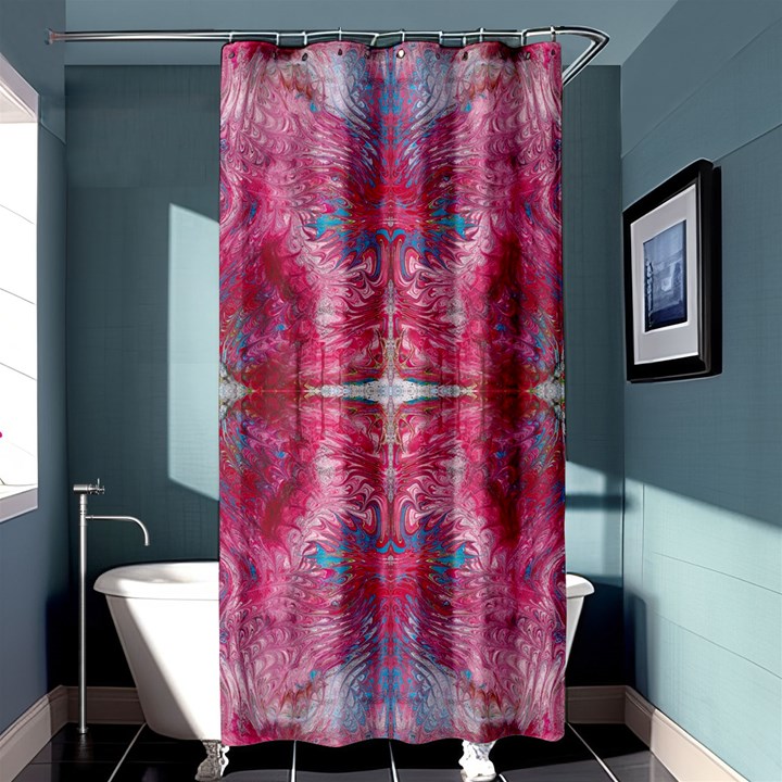 Red on pink arabesque Shower Curtain 36  x 72  (Stall) 