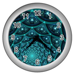 Fractal Wall Clock (silver) by Sparkle