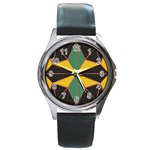 Abstract pattern geometric backgrounds   Round Metal Watch Front